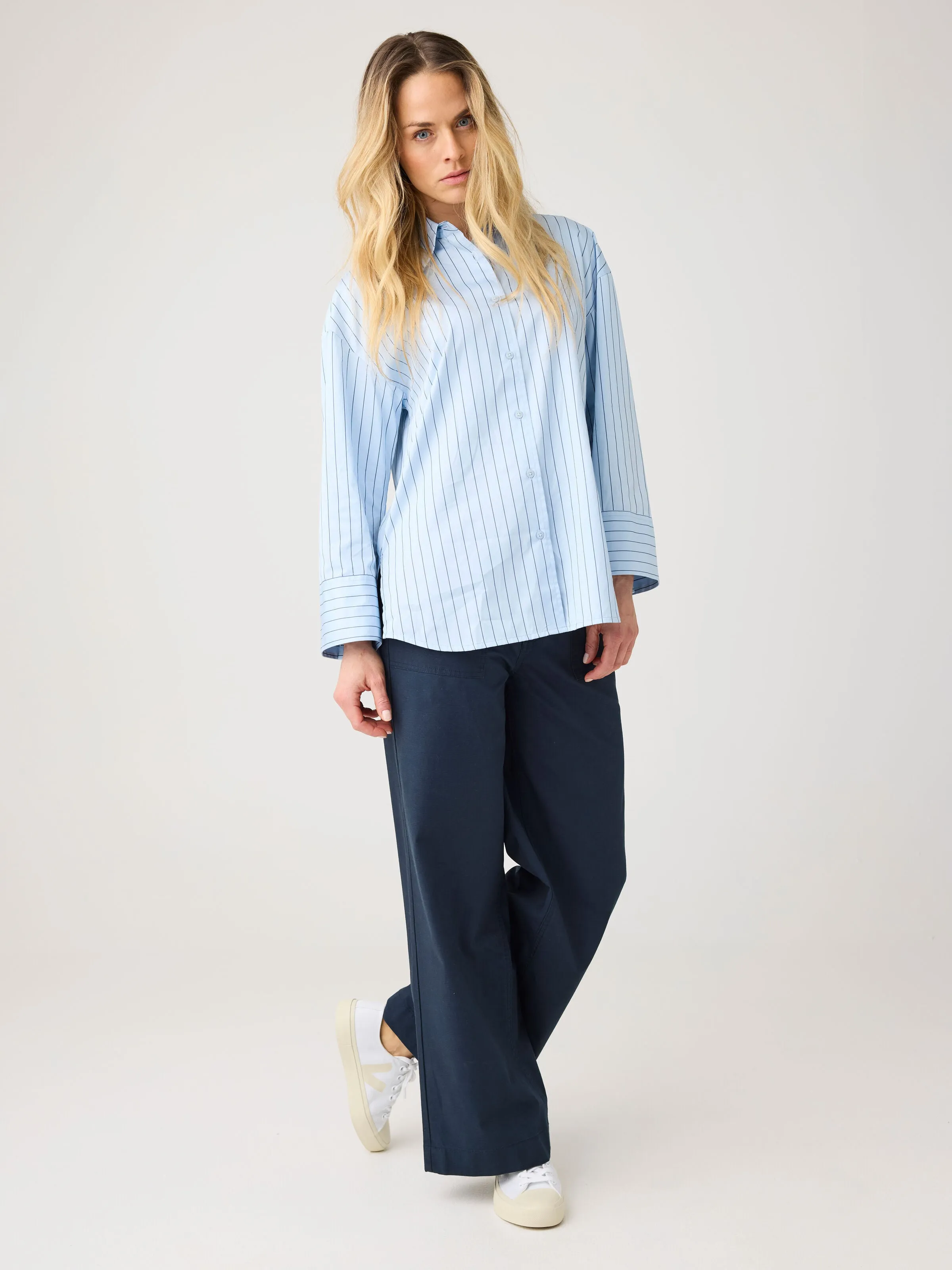 POSEY mid-rise wide slub yarn cropped pants GOTS/Vegan - Total Eclipse Knowledge Cotton