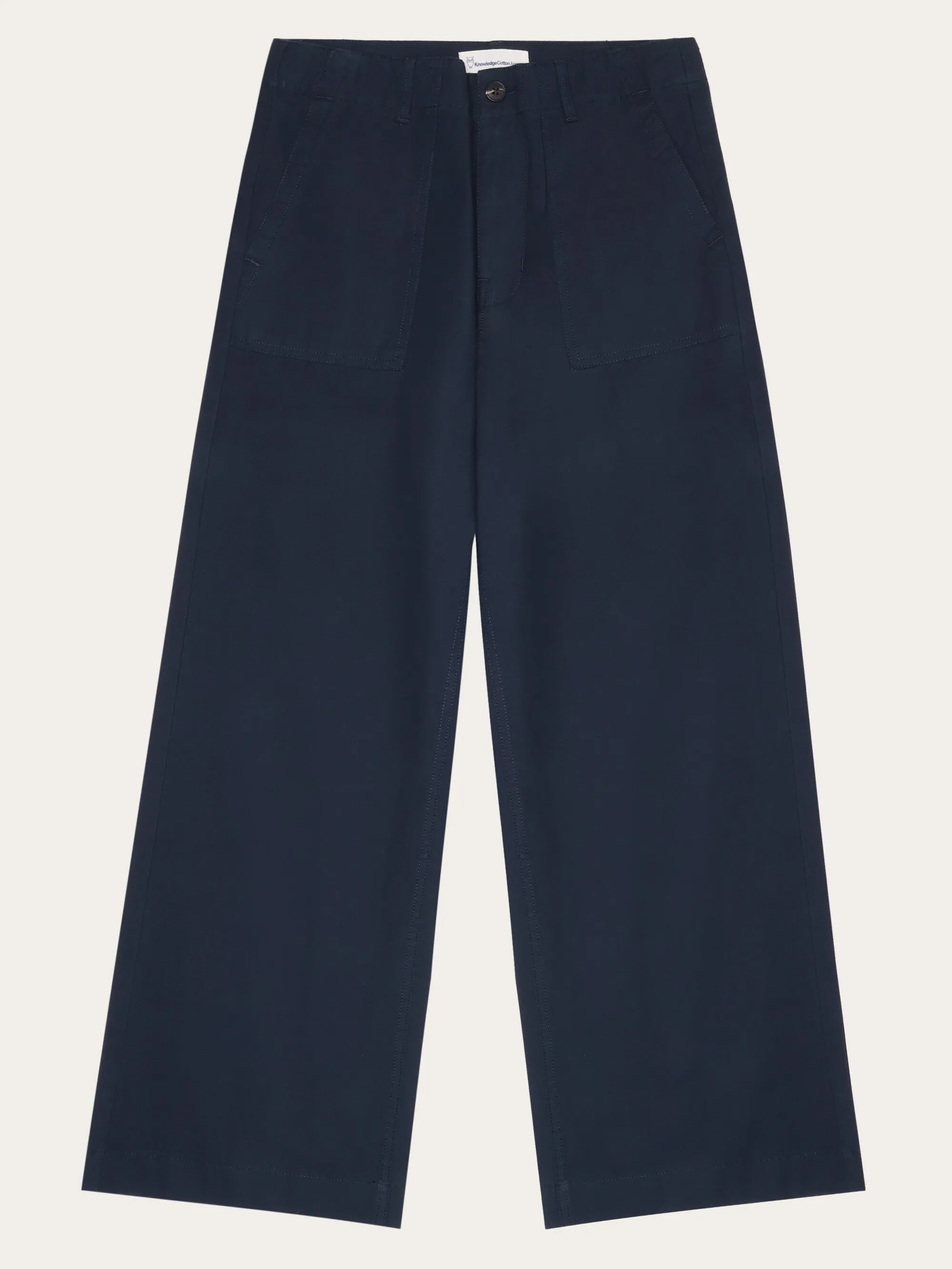 POSEY mid-rise wide slub yarn cropped pants GOTS/Vegan - Total Eclipse Knowledge Cotton