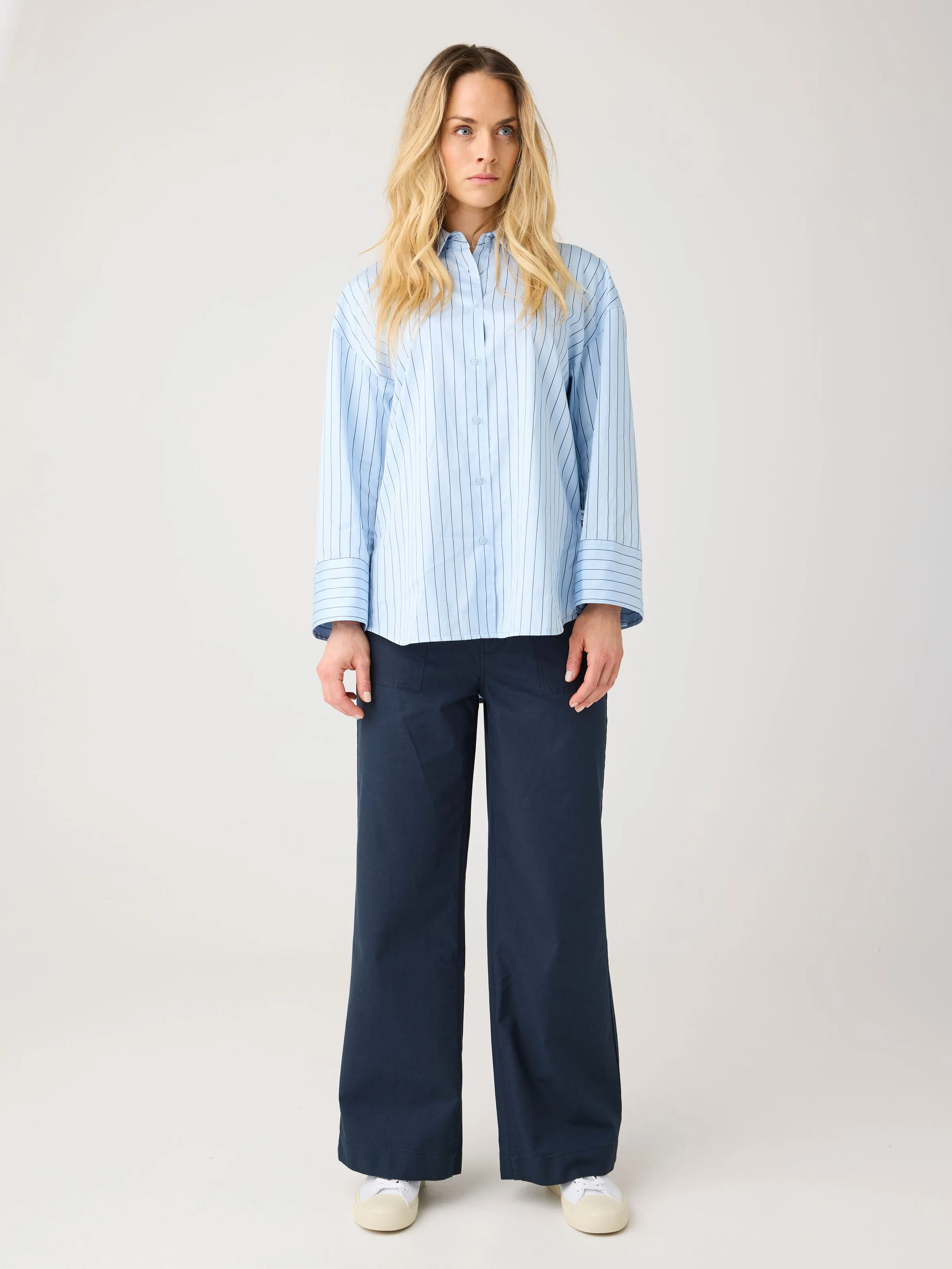 POSEY mid-rise wide slub yarn cropped pants GOTS/Vegan - Total Eclipse Knowledge Cotton