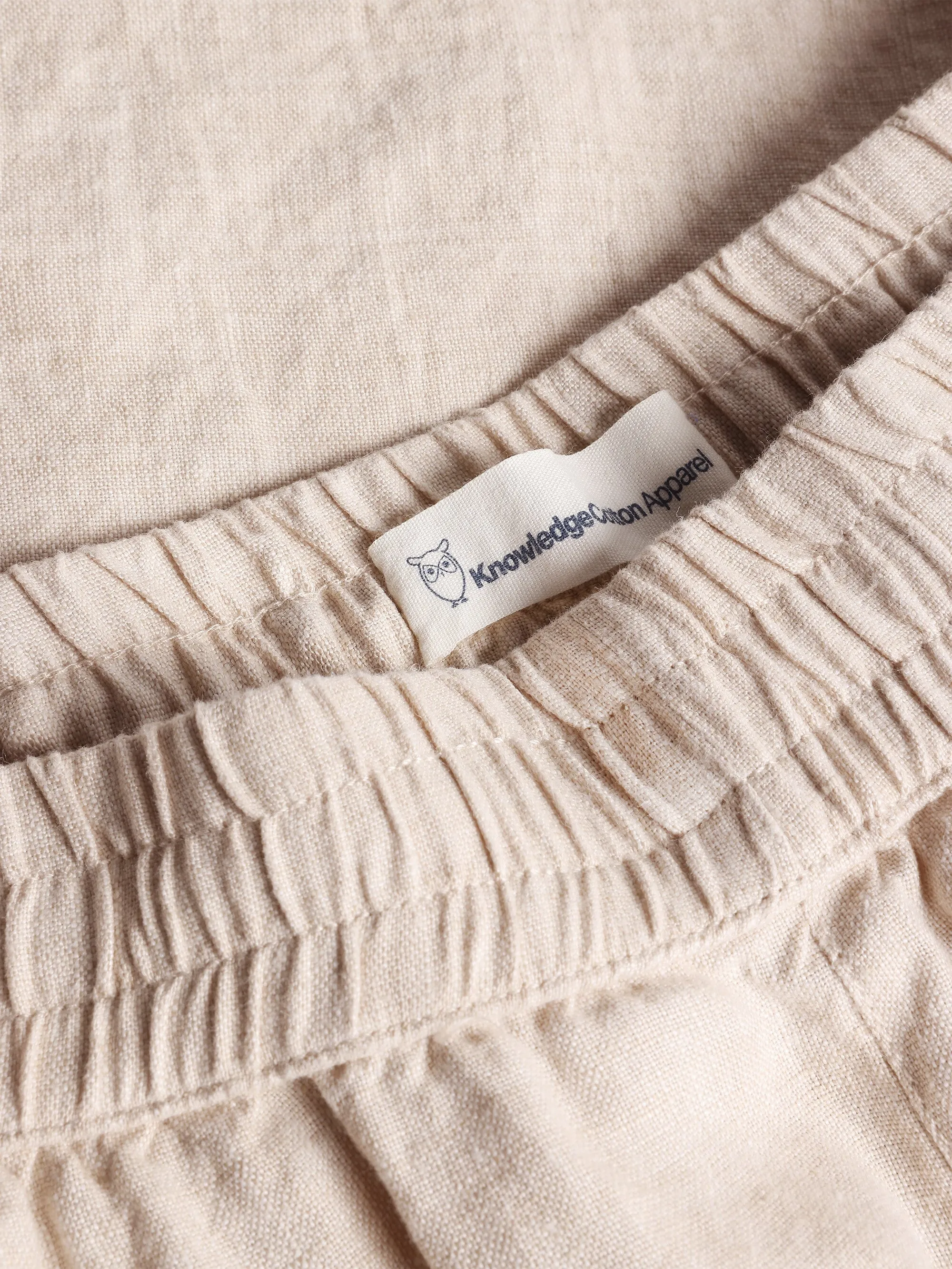 POSEY wide mid-rise linen shorts - GOTS/Vegan - Yarndyed - Light feather gray Knowledge Cotton