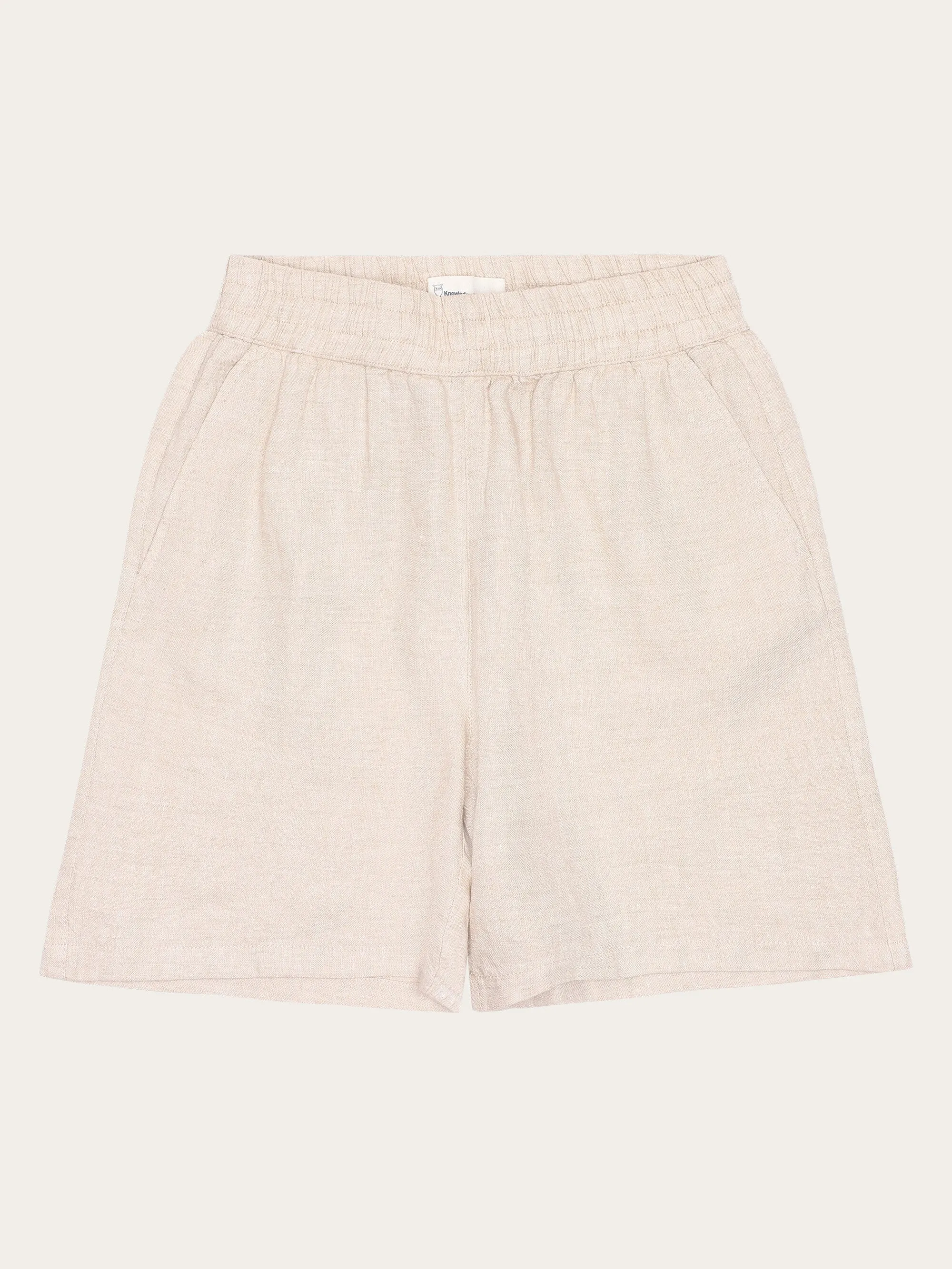 POSEY wide mid-rise linen shorts - GOTS/Vegan - Yarndyed - Light feather gray Knowledge Cotton