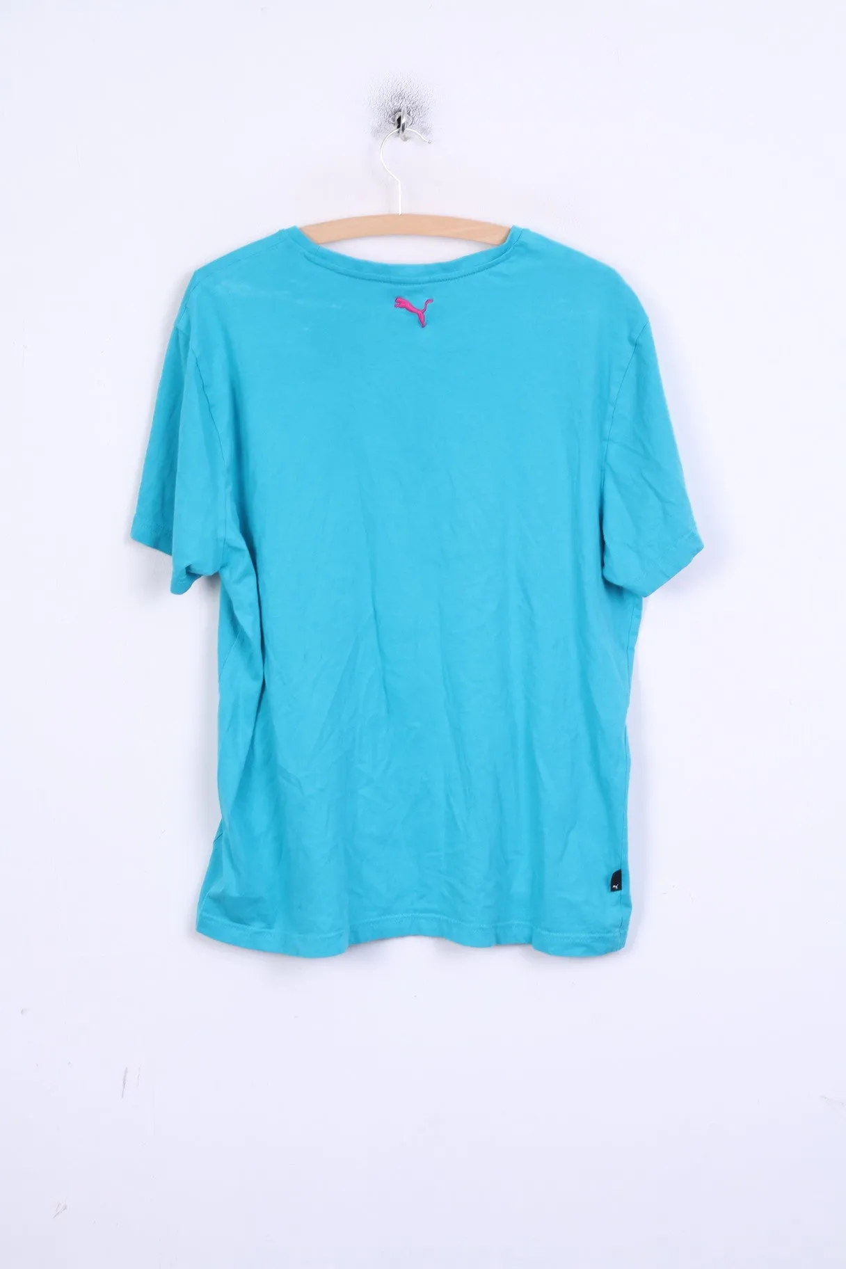 Puma Mens XL T-Shirt Sportswear Crew Neck Cotton Turquoise Pink