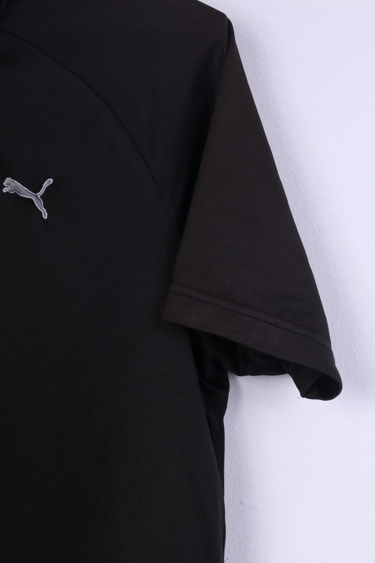 Puma Mens XS Polo Shirt Black Sportswear Detailed Buttons Top