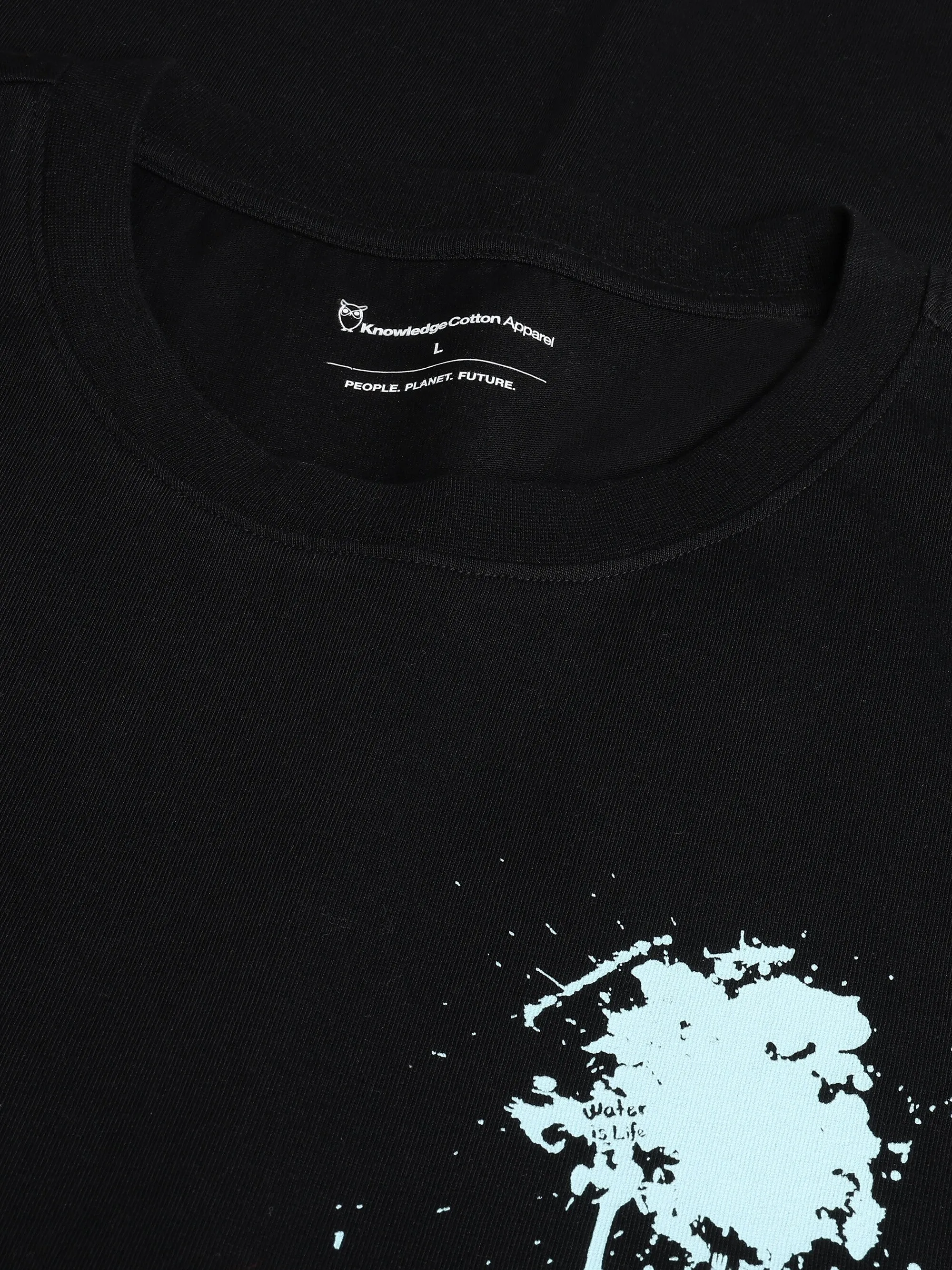Regenerative Organic Cotton Back Printed T-Shirt Water Is Life GOTS/Vegan Knowledge Cotton