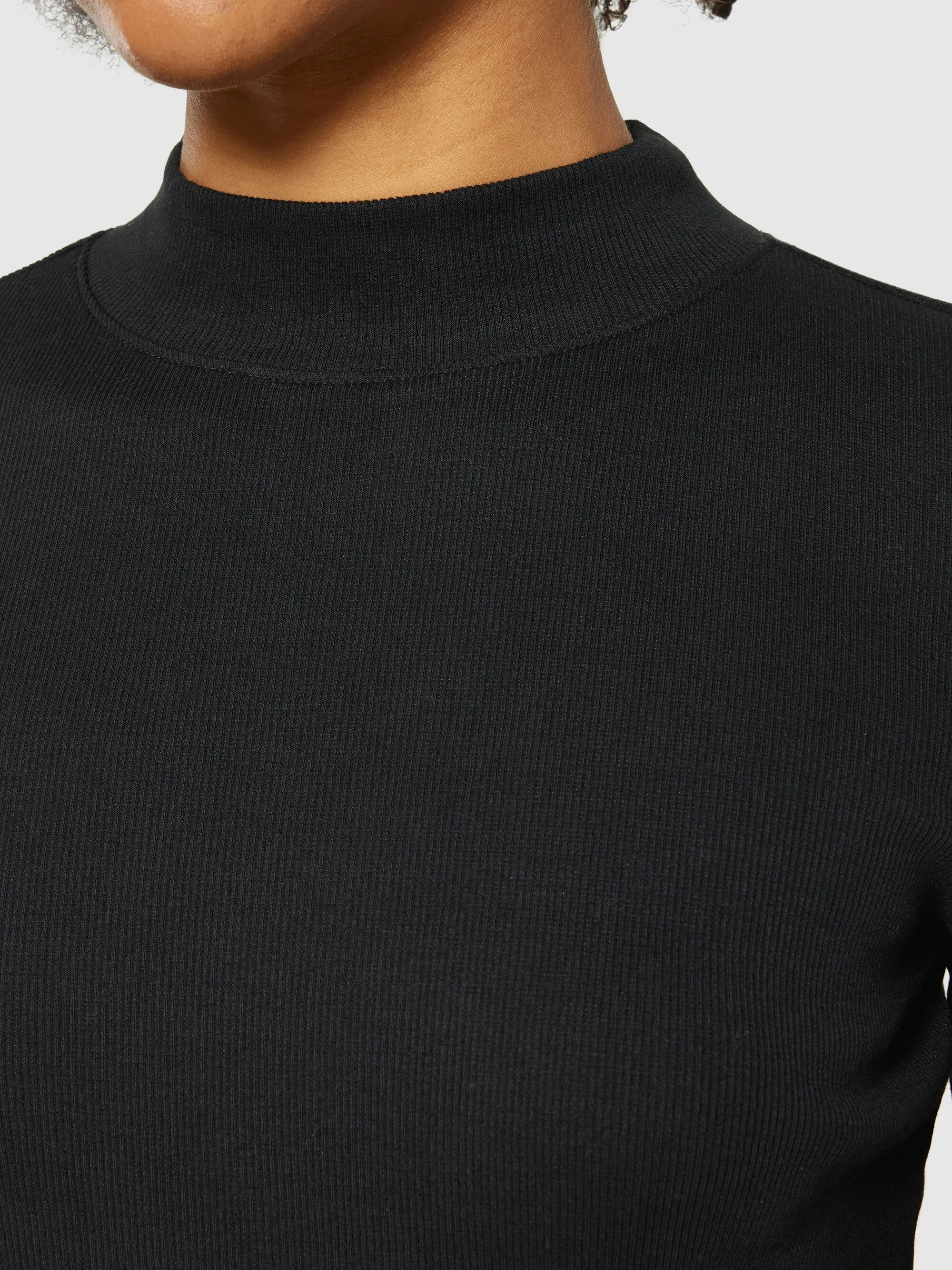 Rib high neck LS - Black Jet Knowledge Cotton