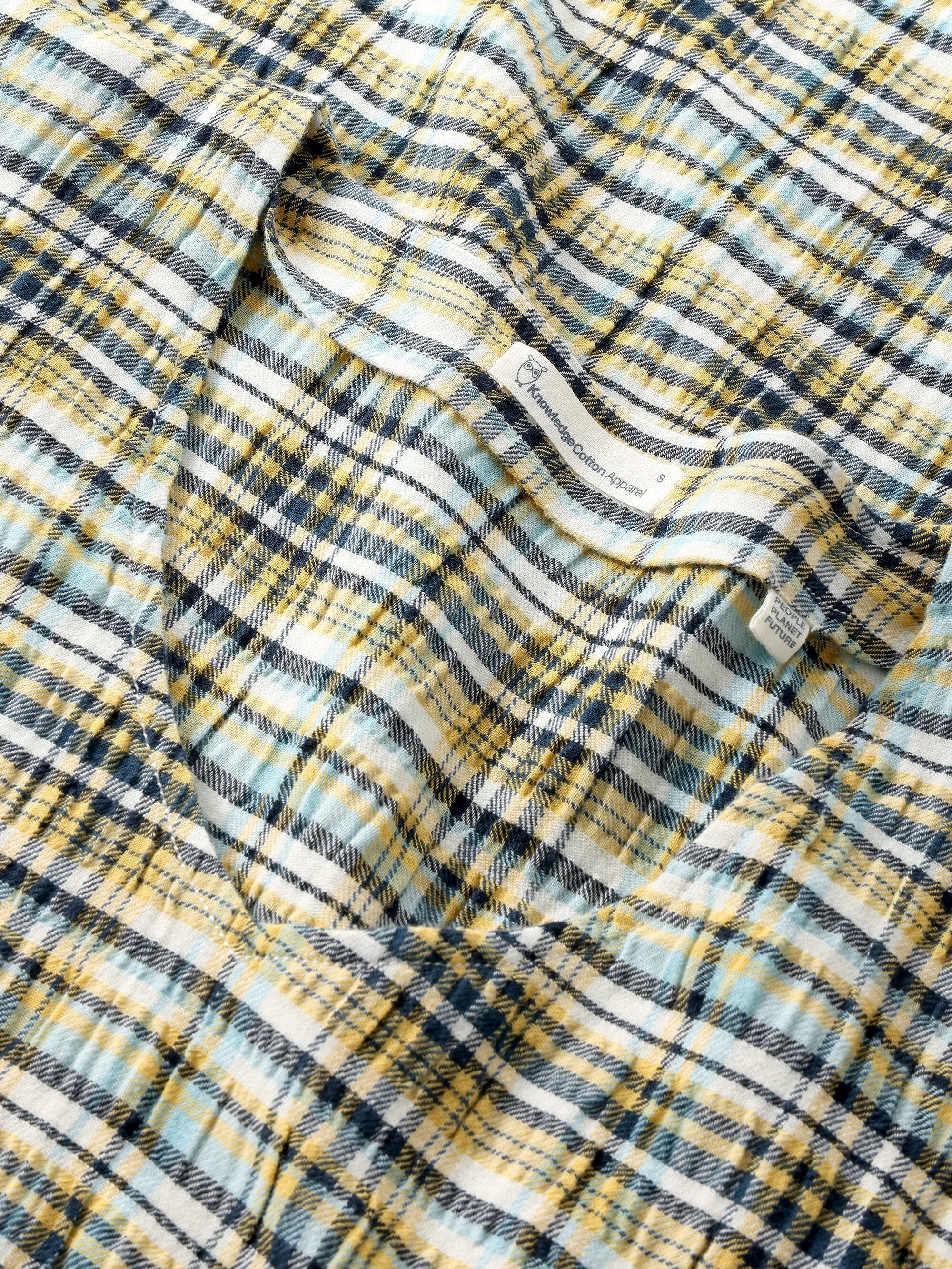 Seersucker check tunica dress - GOTS/Vegan - Yellow check Knowledge Cotton