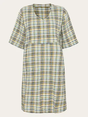 Seersucker check tunica dress - GOTS/Vegan - Yellow check Knowledge Cotton