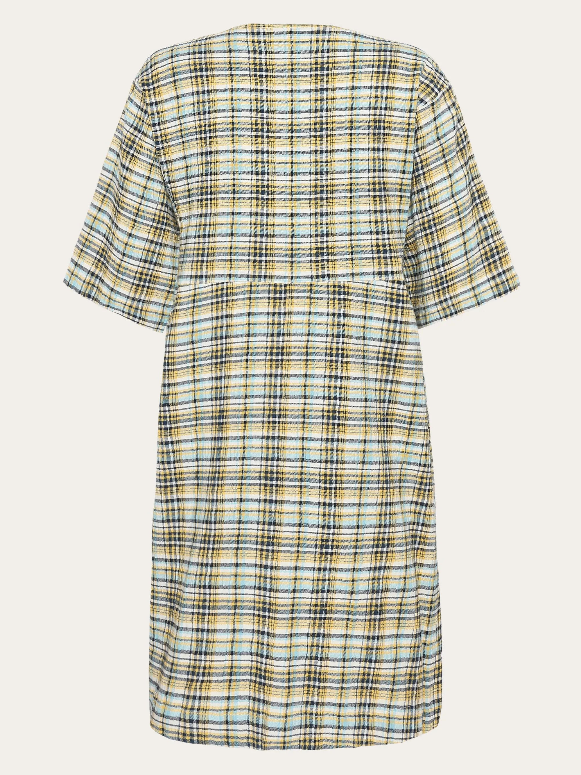 Seersucker check tunica dress - GOTS/Vegan - Yellow check Knowledge Cotton