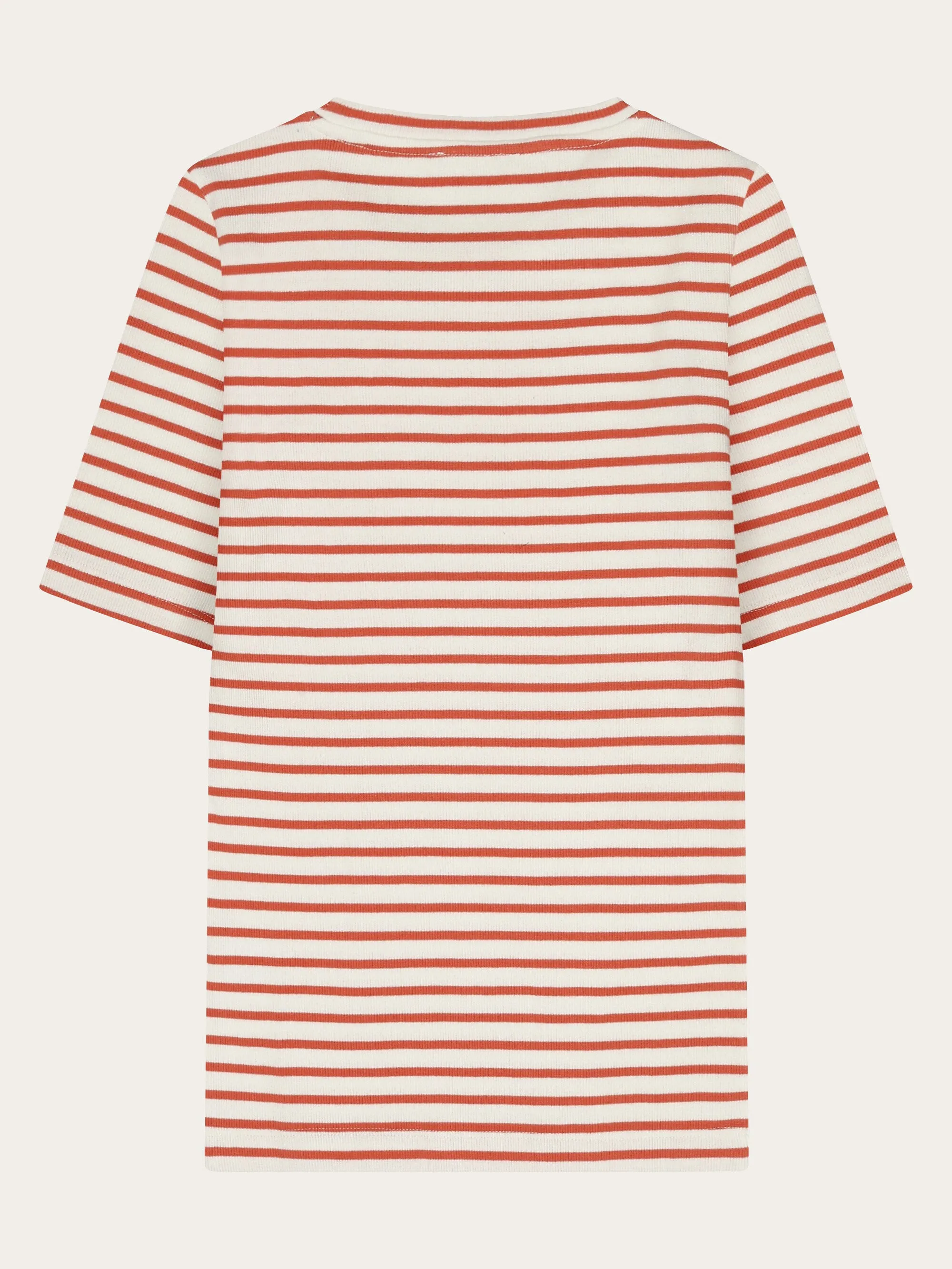 Striped rib t-shirt - Red Stripe Knowledge Cotton