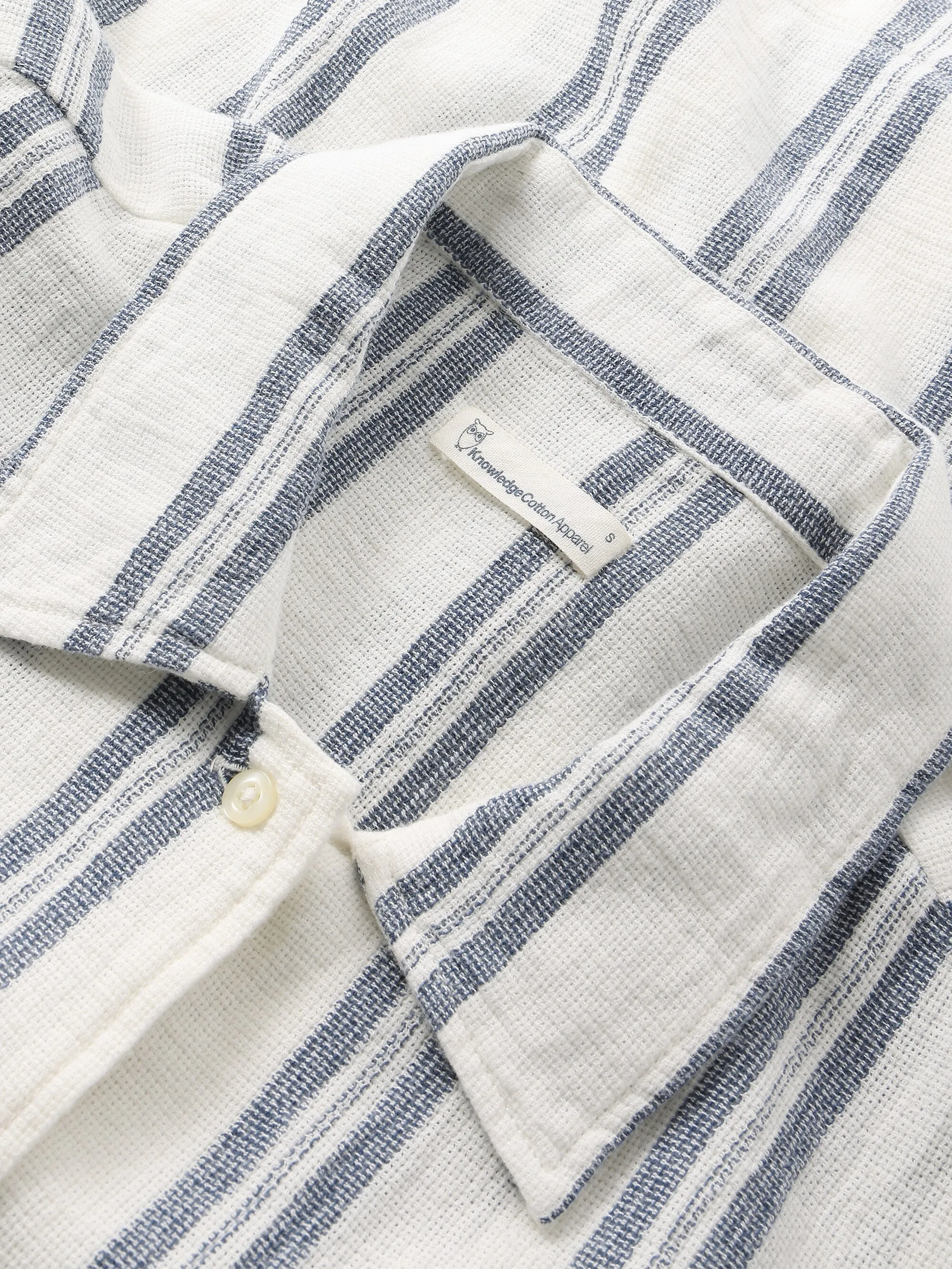 Striped short sleeved shirt - GOTS/Vegan - Blue stripe Knowledge Cotton
