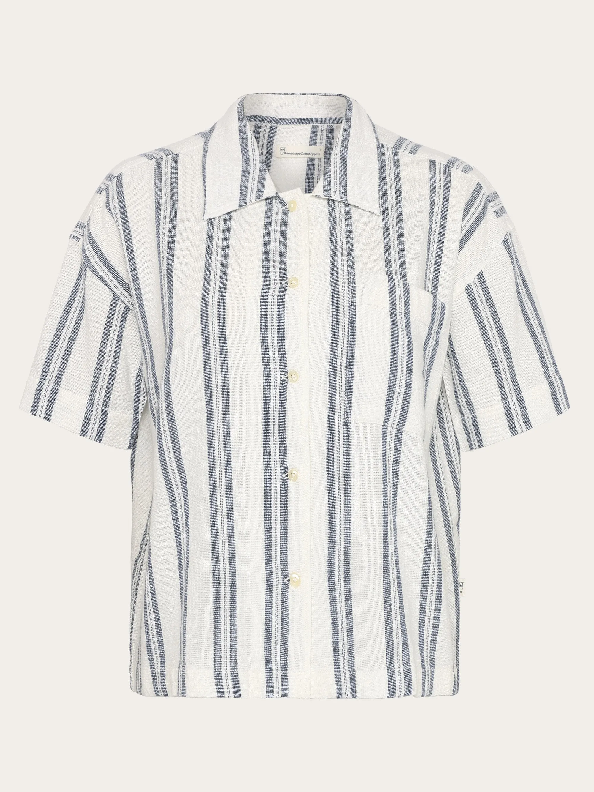 Striped short sleeved shirt - GOTS/Vegan - Blue stripe Knowledge Cotton