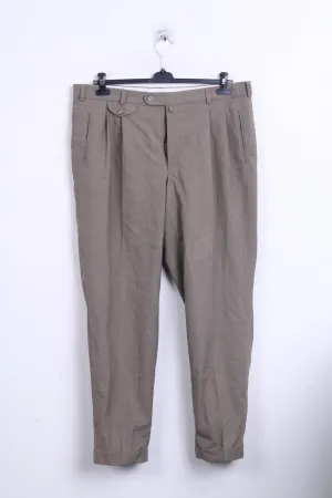 Sunde Mens XL Elegant Trousers Suit Pants Brown Wool