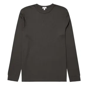 Sunspel L/S Waffle T-Shirt Drill Green
