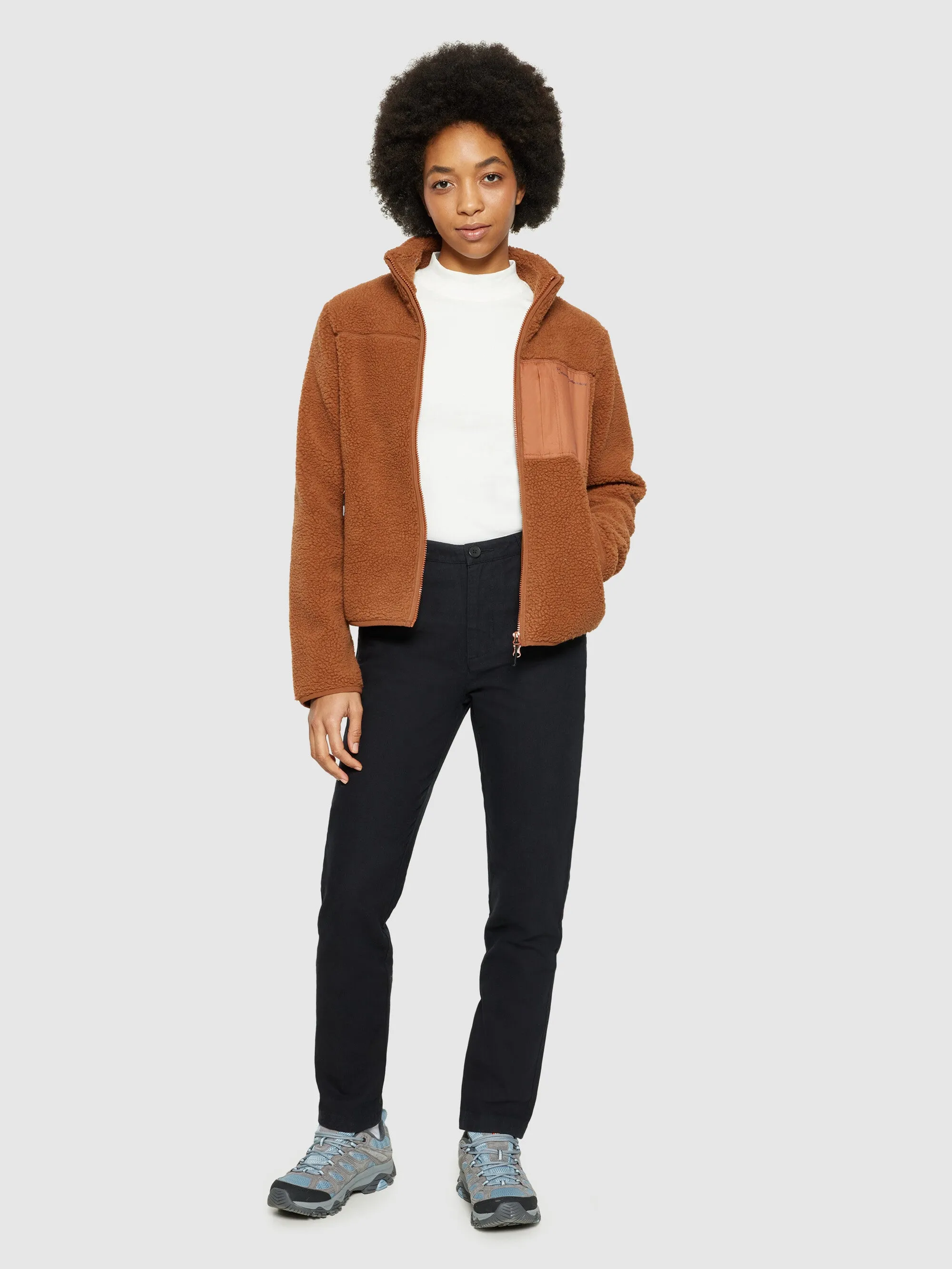 Teddy high neck zip jacket - Mocha Bisque Knowledge Cotton