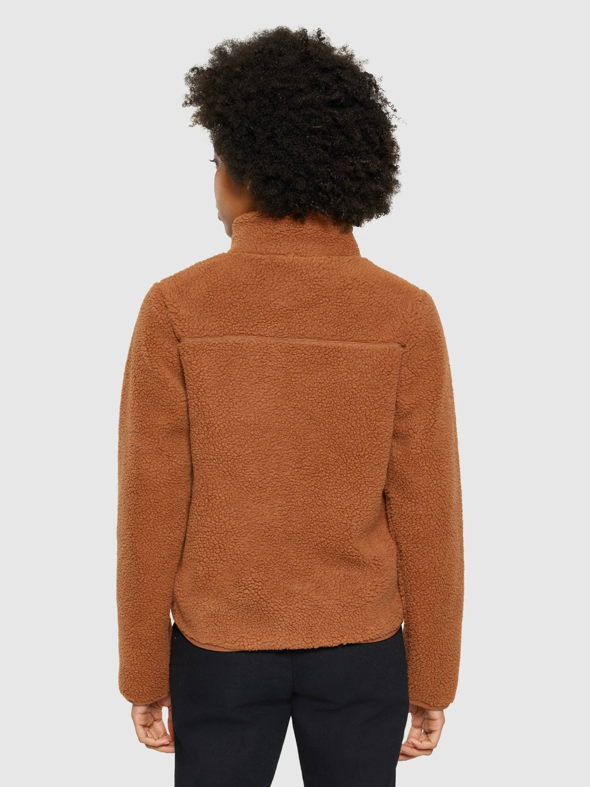 Teddy high neck zip jacket - Mocha Bisque Knowledge Cotton