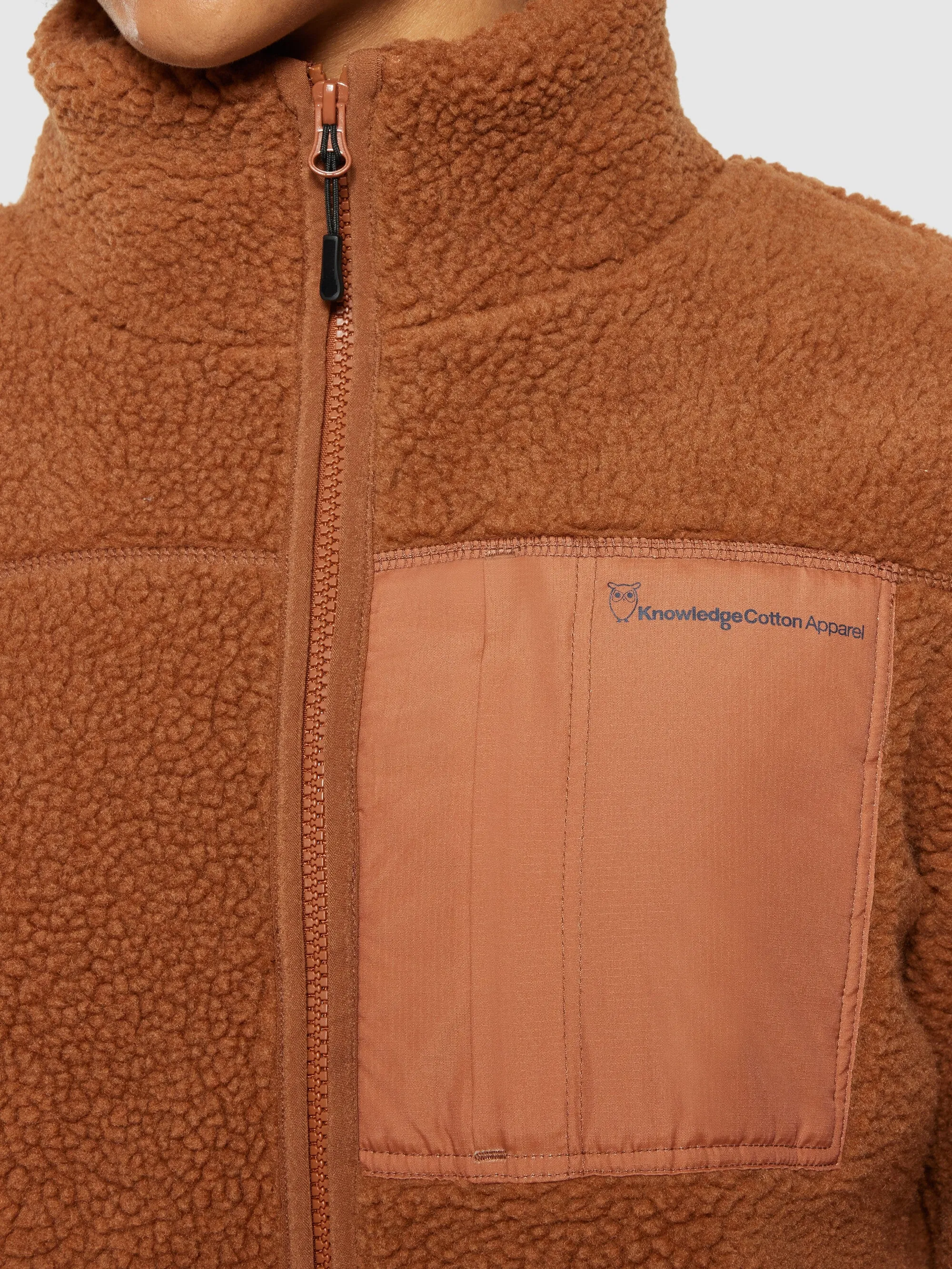 Teddy high neck zip jacket - Mocha Bisque Knowledge Cotton