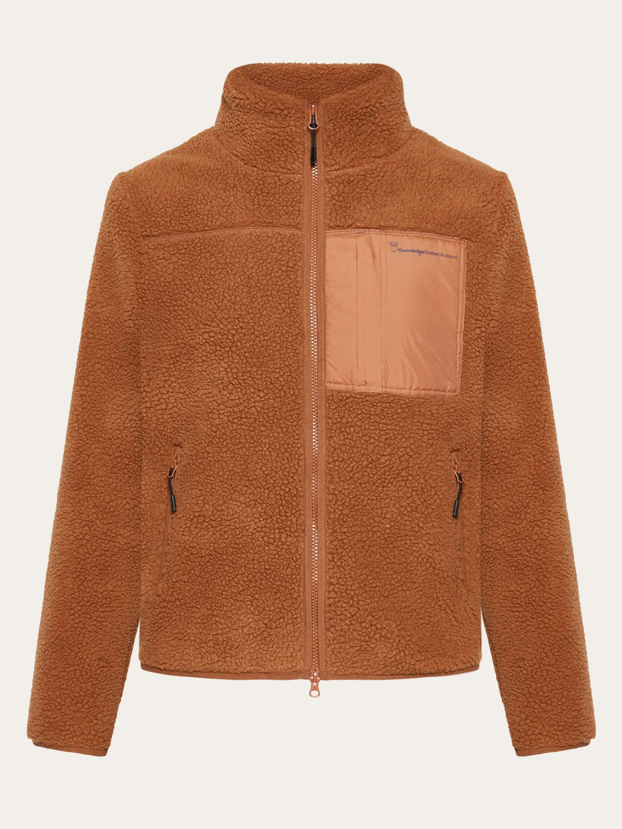 Teddy high neck zip jacket - Mocha Bisque Knowledge Cotton