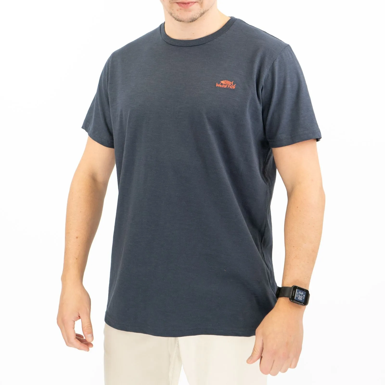 Weird Fish Mens Navy Fished T-Shirt in Organic Cotton