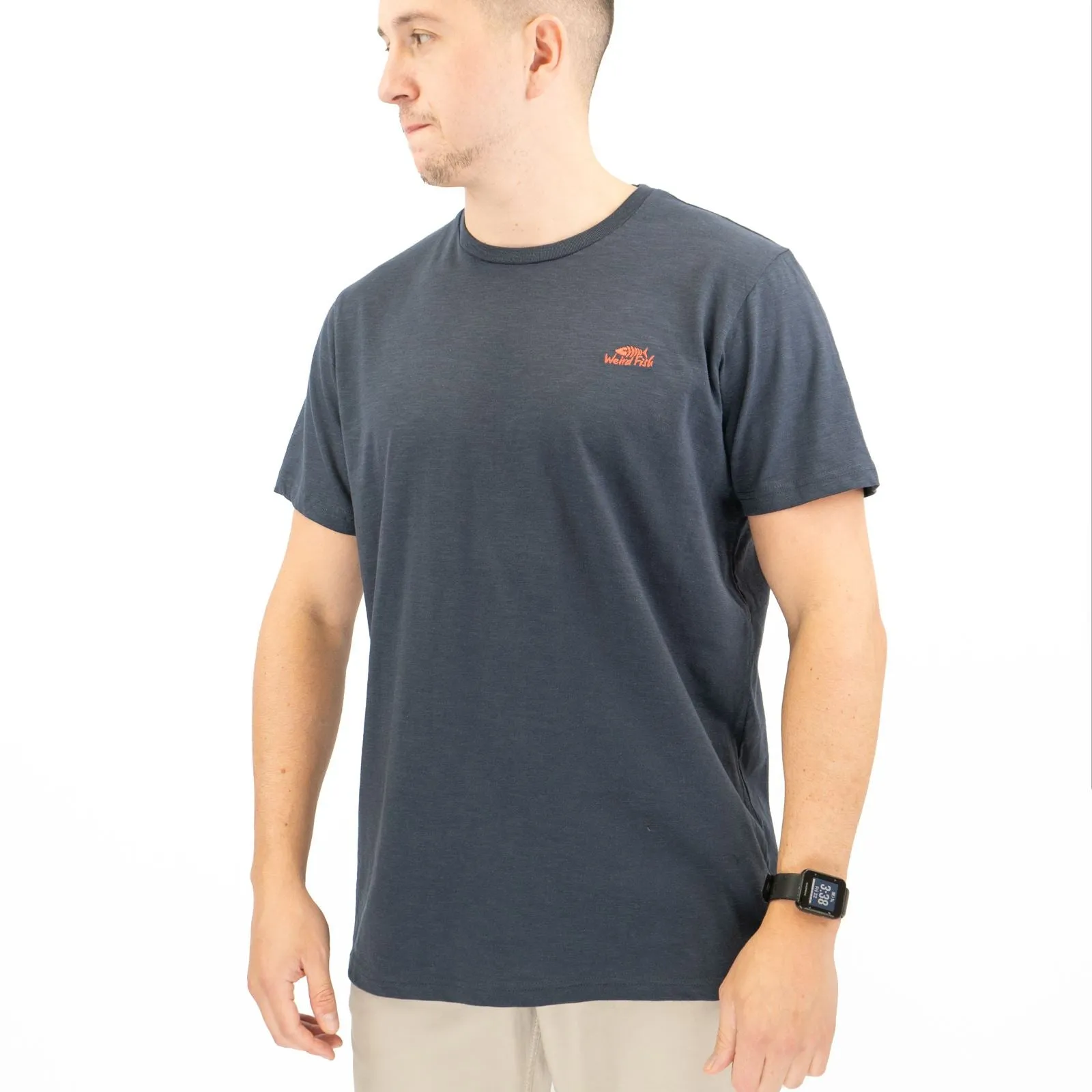 Weird Fish Mens Navy Fished T-Shirt in Organic Cotton