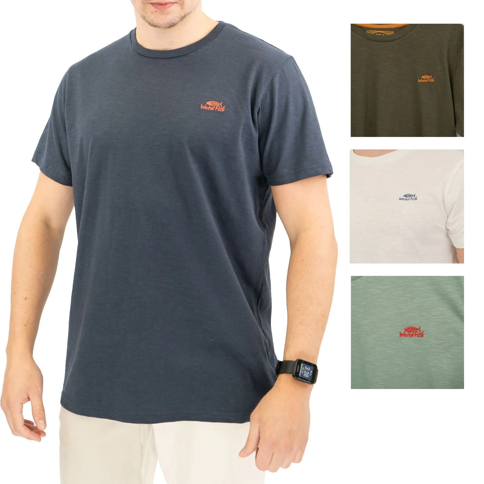 Weird Fish Mens Navy Fished T-Shirt in Organic Cotton